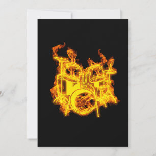 Trumma på Fire Music Drum Kit Älskare Gift Idea Inbjudningar