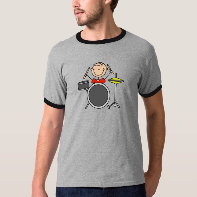 Trumma spelarestick figurskjortan t-shirt (Framsida)