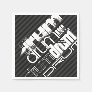 Trumma; Svart och Mörk Grått Rand Pappersservett