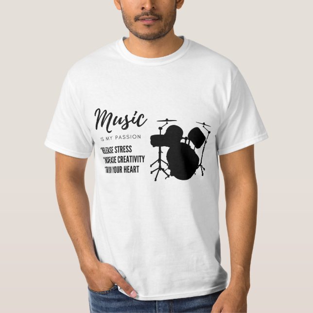 trumma, trumma, musik, älskare t shirt (Framsida)