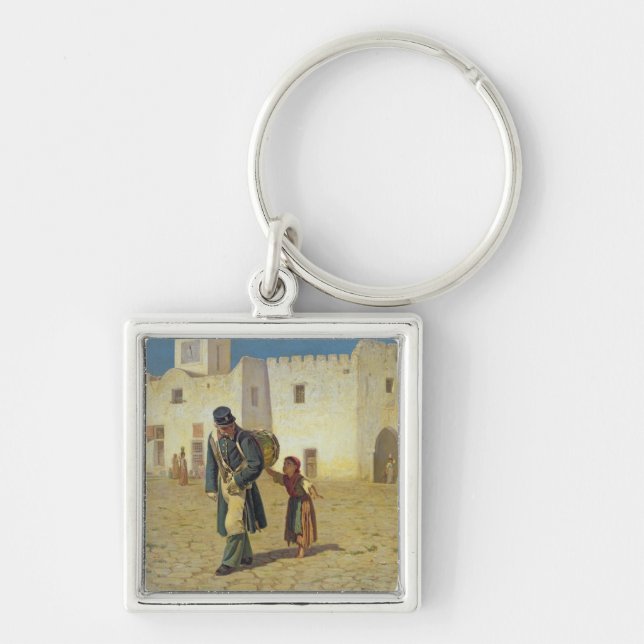 Trummadrevkarlen, 1867 fyrkantig silverfärgad nyckelring (Framsidan)