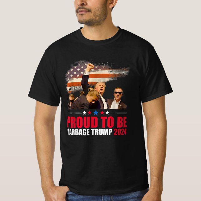 Trumman 2024 Valet som ska bli Sopor-rösttrumpan T Shirt (Framsida)