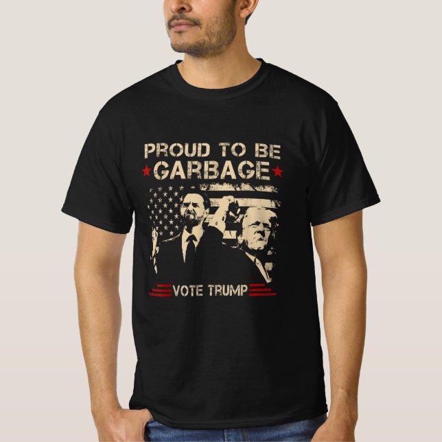 Trumman 2024 Valet som ska bli Sopor-rösttrumpan T Shirt (Framsida)
