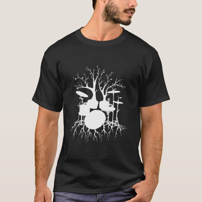 trumman set träd, presenttrummusiker, levande slag t shirt (Framsida)