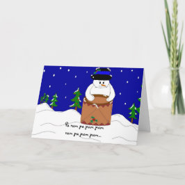Trummande snögubbe helgkort
