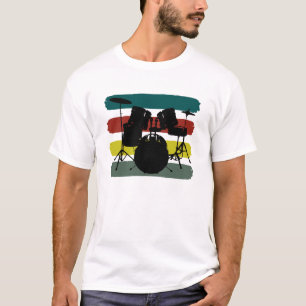 Trummar och görar randig den Retro T-shirt