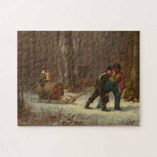 TrummaSled i en snöig skog av E. Johnson Pussel