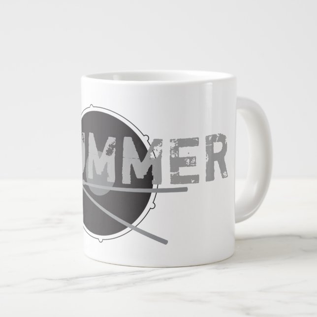 Trummis Hårdrock Minimal Musik Älskare Stilig Cool Jumbo Mugg (Framsida höger)