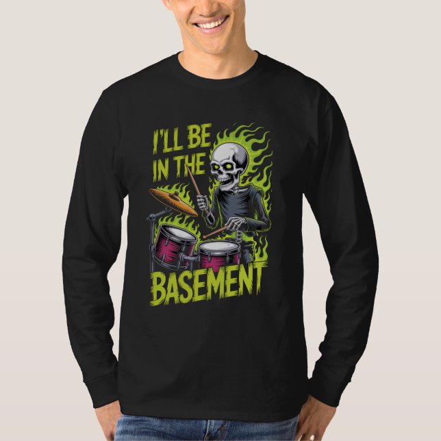 Trummis i källaren långärmad t shirt (Framsida)