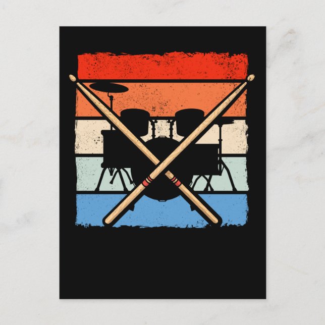 Trummis Retro-trumstavar Musikälskare Vykort (Framsida)