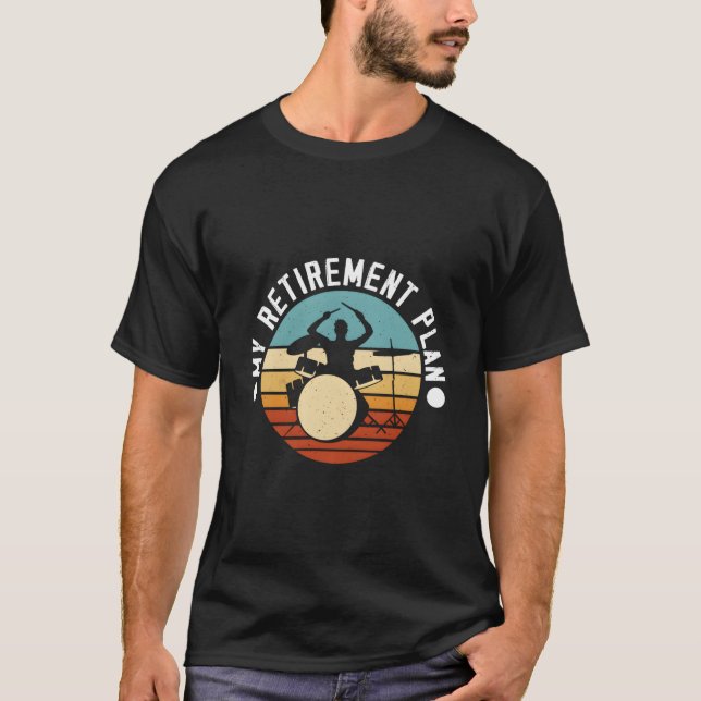 Trummis Trummor Tungt Band Pension Plan T Shirt (Framsida)