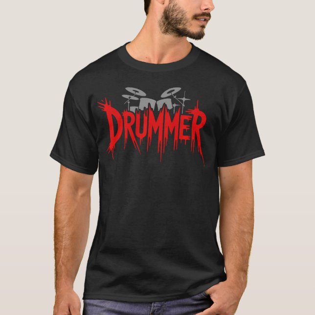 Trummis Trumset Förstör Tystnaden T Shirt (Framsida)