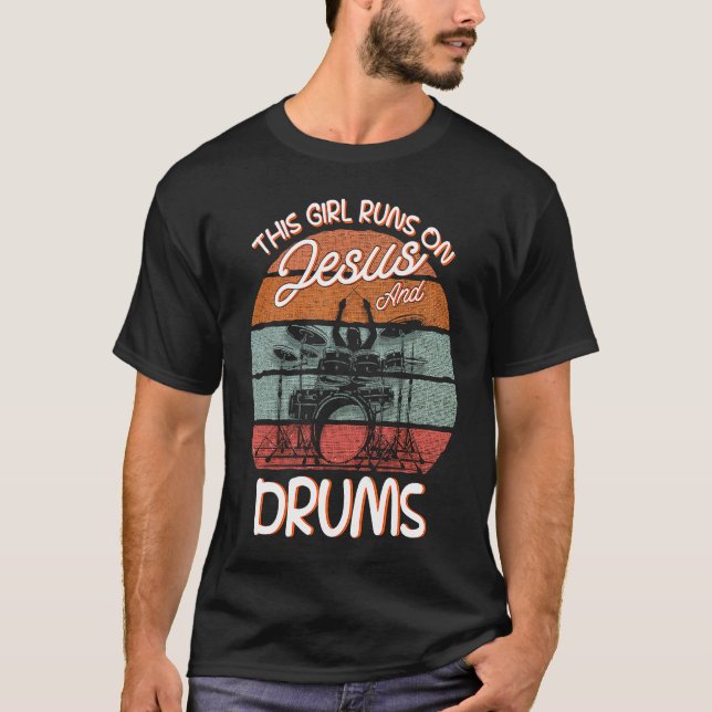 Trummis Trumstavar Instrument Trumset T Shirt (Framsida)