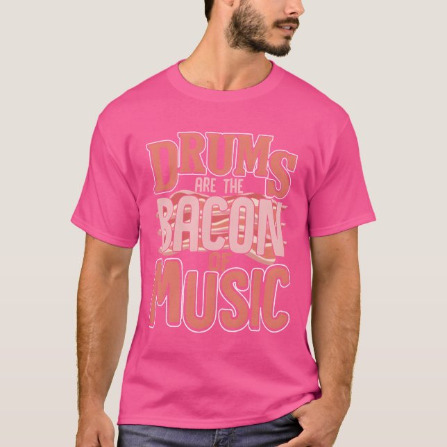 Trummor är baconet i retro-musik t shirt (Framsida)