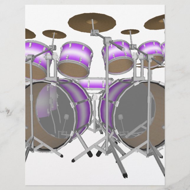 Trummor: Lila & Vit trumset: 3D-modell: Reklamblad (Framsidan)
