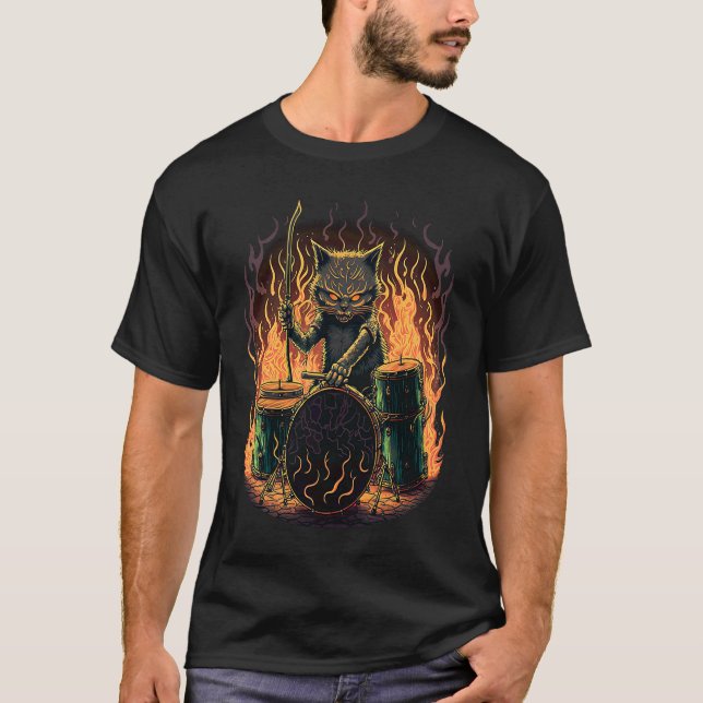 Trummor Trummare Katt  6 T Shirt (Framsida)