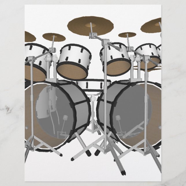 Trummor: Vit trumset: 3D-modell: Reklamblad (Framsidan)