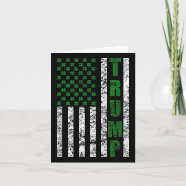 Trump 2020 American Flagga St. Patricks Day Kort (Framsida)