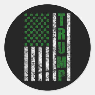 Trump 2020 American Flagga St. Patricks Day Runt Klistermärke