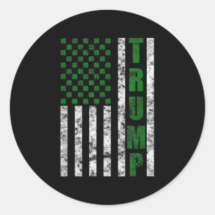 Trump 2020 American Flagga St. Patricks Day Runt Klistermärke