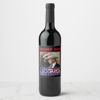 Trump 2020 Amerika behöver en Cowboy Vinflaska Etikett