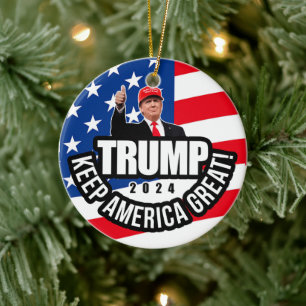 Trump 2020 Behålla Amerika Underbar Julgransprydnad Keramik