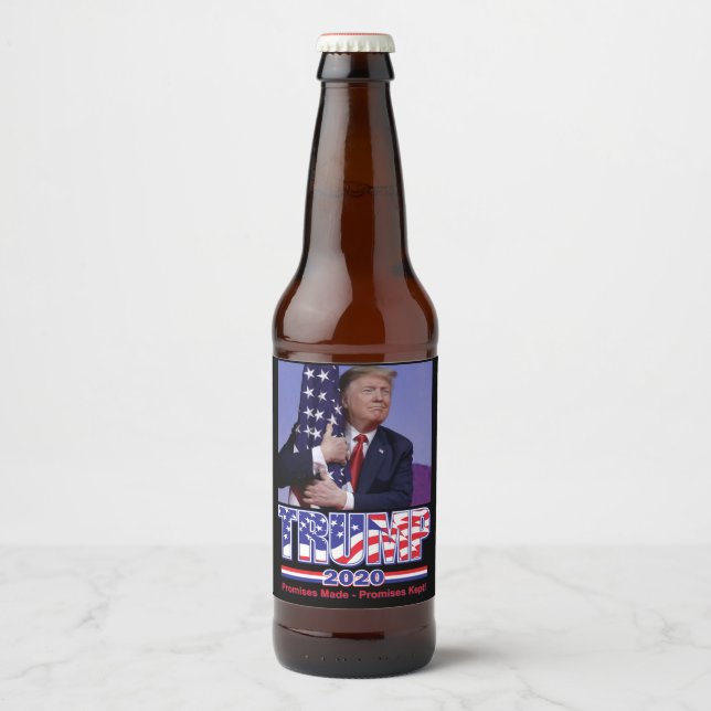 Trump 2020 Lomises made Promises Kept Ölflaska Etikett (Framsida)