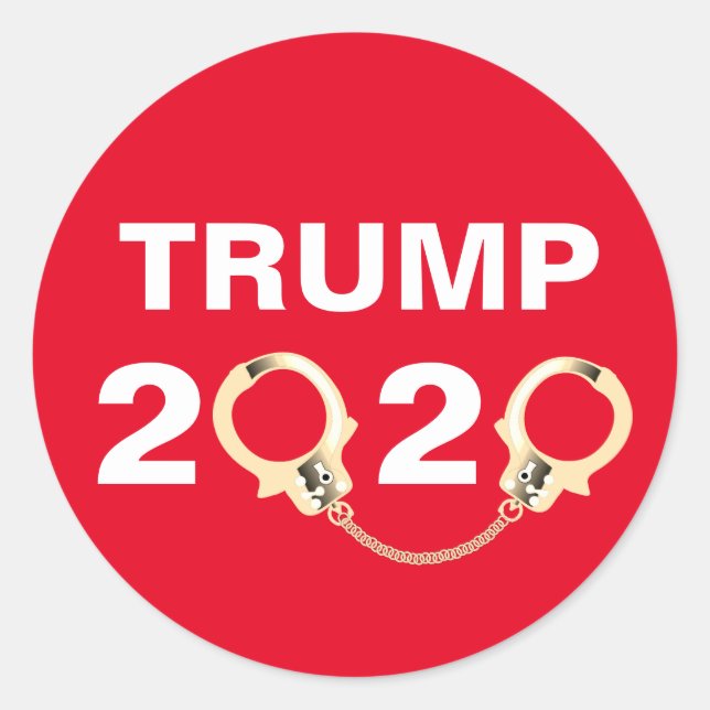 Trump 2020 med handklovar runt klistermärke (Framsida)