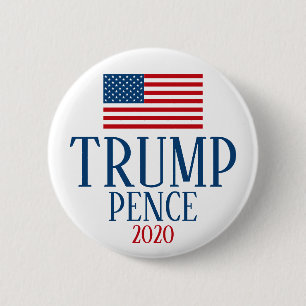 Trump 2020 - Preppy American Flagga Rött vitt blåt Knapp