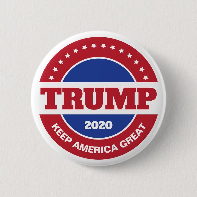 Trump 2020 Red White and Blue Knapp (Framsida)