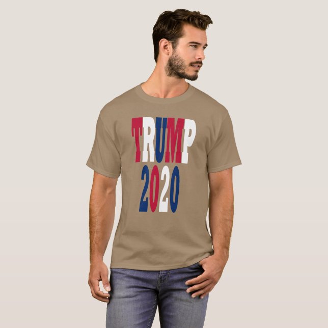 Trump 2020 Rött vitt blått presidentval T Shirt (Hel framsida)