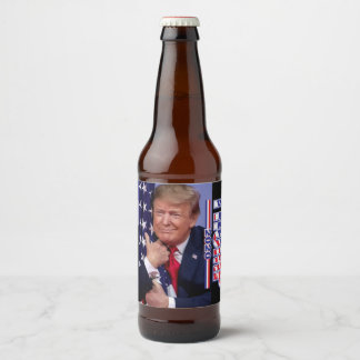 Trump 2020 - Trump Hugger the American Falg Ölflaska Etikett