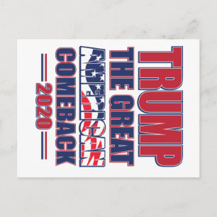 Trump 2020 Underbar American Comeback Vykort