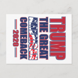 Trump 2020 Underbar American Comeback Vykort