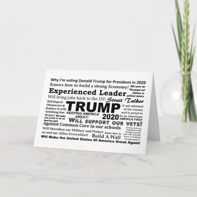 Trump 2020 Varför jag röstar för Trump 2020 Kort (Framsida)