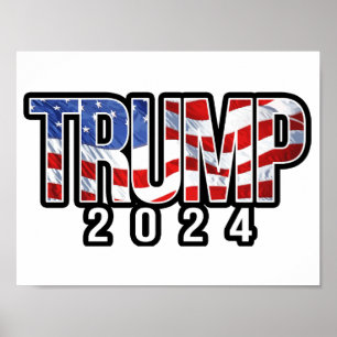 Trump 2020 Waving Flagga Poster