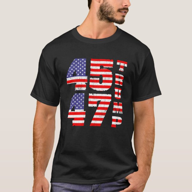 Trump 2024 45 47 anti-biden-trump T-Shirt (Framsida)