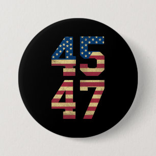 Trump 2024 45 47 Vintage amerikansk flagga Retro 4 Knapp