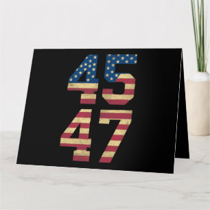 Trump 2024 45 47 Vintage amerikansk flagga Retro 4 Kort