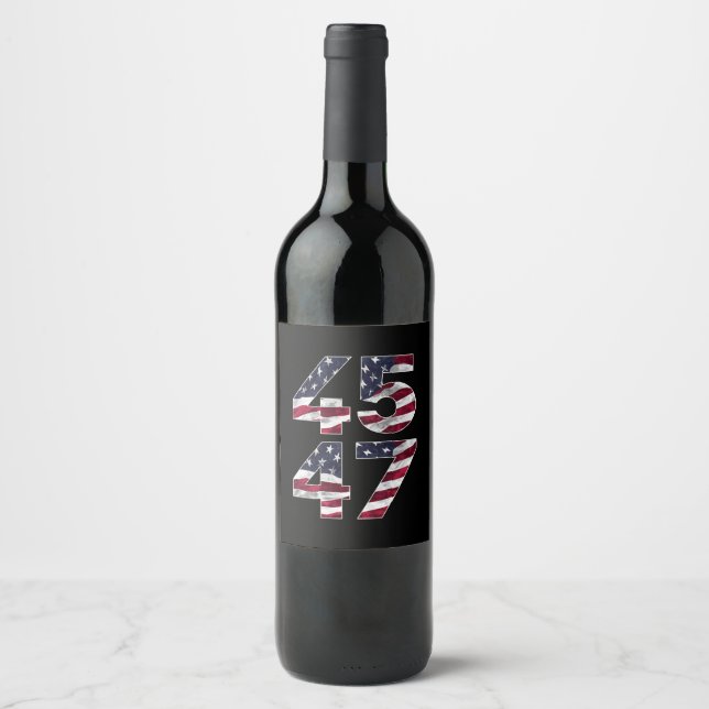 Trump 2024 45 47 Vintage USA Vinflaska Etikett (Framsida)