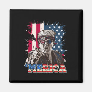 Trump 2024 4:e juli Patriotic American Flagga Mer Magnet