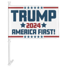 Trump 2024 America First Car Flagga