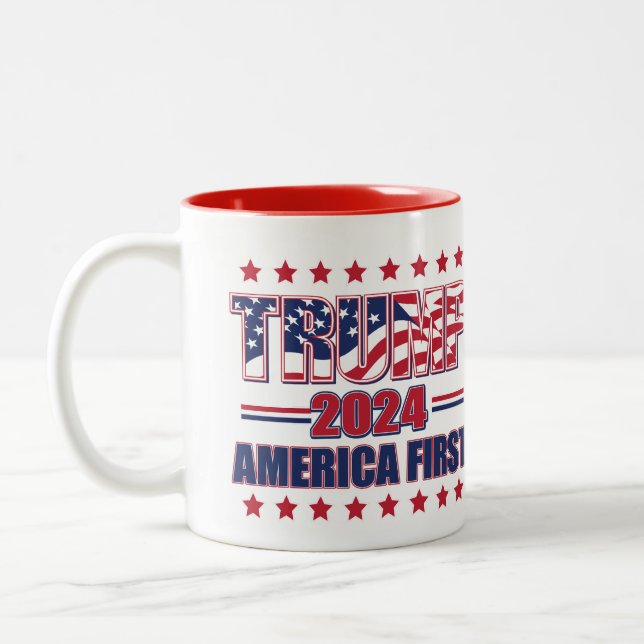 Trump 2024 - America First Två-Tonad Mugg (Vänster)