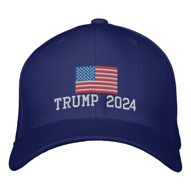 Trump 2024 American Flagga Broderad Keps (Framsida)