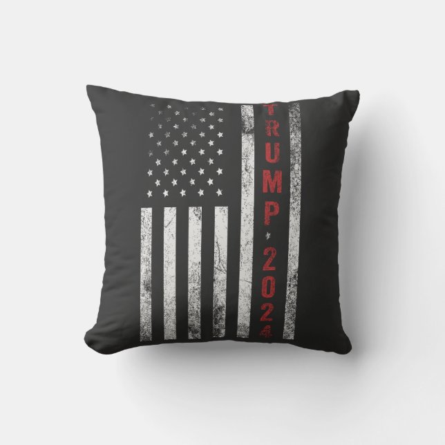 Trump 2024 American Flagga Distress Vintage Gift Kudde (Framsida)