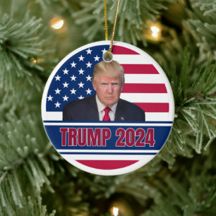 Trump 2024 American Flagga Julgransprydnad Keramik