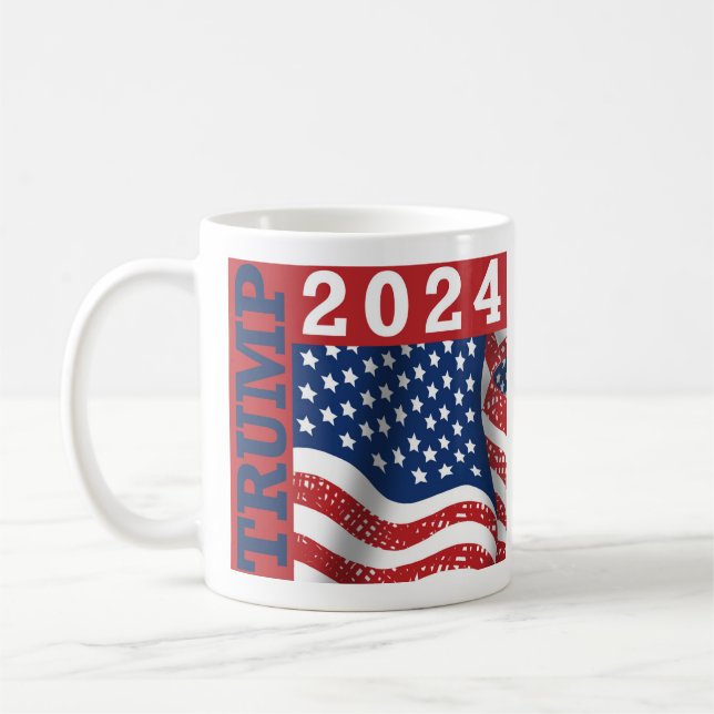 Trump 2024 American Flagga Kaffemugg (Vänster)