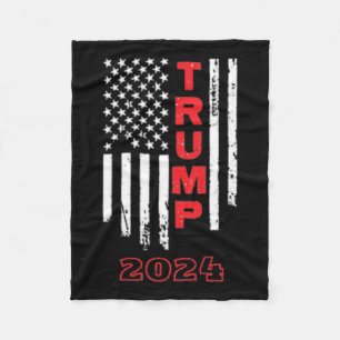 Trump 2024 American Flagga Kortärmad Shirt Fleecefilt
