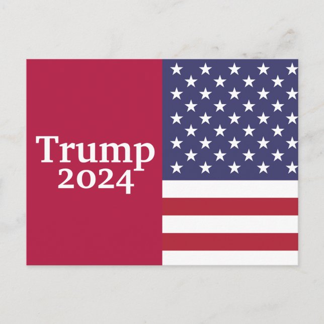 Trump 2024 American Flagga on Red Vykort (Framsida)