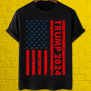 Trump 2024 American flagga Pro anti Biden T Shirt